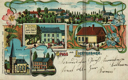 Gruss Aus LICHTENBORN/Eifel  1.Totalansicht 2.Kirche 3.Gasthaus & Handlung "Zur Post" Von M.Theis 4. Pfarrhaus 5. Schule - Pruem