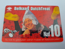 CURACAO NAF 10,- BELKAART DUTCH TREAT  SCARLET ( Diff Backside)   EZ TALK     ** 10829** - Antille (Olandesi)