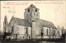 CPA Loon Plage Nord, Ancienne Eglise, Blick Auf Die Wiederaufgebaute Kirche, Friedhof - Altri & Non Classificati