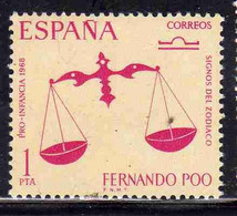 FERNANDO PO POO 1968 CHILD WELFARE SIGN OF THE ZODIAC LIBRA 1p MLH - Fernando Po