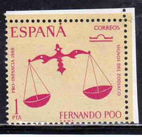 FERNANDO PO POO 1968 CHILD WELFARE SIGN OF THE ZODIAC LIBRA 1p MLH - Fernando Po