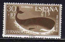 FERNANDO PO POO 1961 STAMP DAY DIA DEL SELLO 1960 WHALE 30 + 10c MLH - Fernando Po