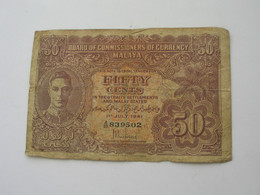 MALAYA - Fifty Cents 1941 - Board Of Commissioners Of Currency Malaya  **** EN ACHAT IMMEDIAT **** - Maleisië