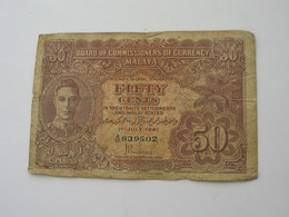 MALAYA - Fifty Cents 1941 - Board Of Commissioners Of Currency Malaya  **** EN ACHAT IMMEDIAT **** - Malaysie