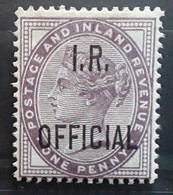 GB VICTORIA Service 1882 , Yvert No 2 A , 1 P Violet Surchargé I R OFFICIAL INLAND REVENUE, Neuf * MH TB - Servizio