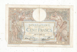 Billet, France , 100 Francs , LUC OLIVIER MERSON , 6-7-1939 , 2 Scans , Frais Fr 1.95 E - 100 F 1908-1939 ''Luc Olivier Merson''