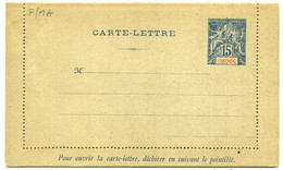 Obock Entier Postal  Carte Lettre 15c Groupe Bleu, (carte Collée) - Briefe U. Dokumente