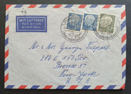 BRD 1957, Luftpost-Brief MiF "Heuss" VERSMOLD Sonderstempel Gelaufen New York - Storia Postale
