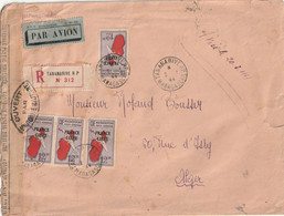 Lettre Recommandée France Libre Affranchissement A 192 Francs Censuré Du 2. 3 1944 - Storia Postale