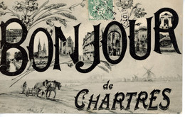 BONJOUR DE CHARTRES MOULIN CHEVAL DE TRAIT LABOUR CHARRUE - Chartres