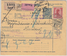 Ungarn/Kroatien - 10 F. Ganzsache+Zusatz Paketkarte Zagreb - Nürnberg 1916 - Interi Postali