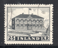 ISLANDIA – ICELAND Serie X 1 Sello Usado PARLAMENTO DE REYKJAVIK X 25 Kr. Año 1952 – Valorizada En Catálogo € 20,00 - Used Stamps