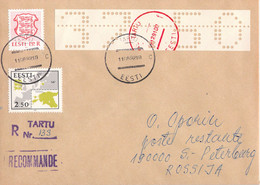 Estonia Registered Cover Franked W/Telex Roll Making A Special ATM Posted Tartu 1992 (G118-82) - ATM - Frama (viñetas)