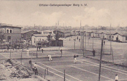 Cpa - All - Burg B.m.- Offizier Gefangenenlager -( Tennis Dans Un Camp De Prisonniers ) -verlag H. G Oldshchmidt - Burg