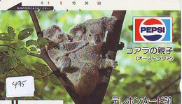 Telecarte Japon * KOALA BEAR * Koalabär (495) BALKEN * FRONTBAR 110-5600 * PHONECARD JAPAN ANIMAL * TIER TELEFONKARTE * - Oerwoud