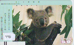 Telecarte Japon * KOALA BEAR * Koalabär (496) BALKEN * FRONTBAR 110-6355 * PHONECARD JAPAN ANIMAL * TIER TELEFONKARTE * - Oerwoud