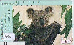Telecarte Japon * KOALA BEAR * Koalabär (496) BALKEN * FRONTBAR 110-6355 * PHONECARD JAPAN ANIMAL * TIER TELEFONKARTE * - Jungle
