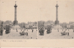 Vue Stéréoscopique - Paris - La Place De La Bastille - Cartes Stéréoscopiques