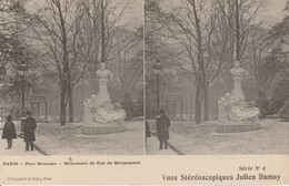 Vues Stéréoscopiques Julien Damoy - Paris - Parc Monceau - Monument De Guy De Maupassant - Cartes Stéréoscopiques