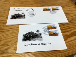 Carte Et Enveloppe 1er Jour Saint-pierre Et Miquelon Le Ramassage Du Foin 2001 - Usados