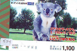 Telecarte Japon * KOALA * BEAR * Koalabär (524) * PHONECARD JAPAN ANIMAL * TIER TELEFONKARTE - Selva