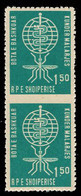 ALBANIA(1962) Mosquito. Globe. Caduceus. Pair Imperforate Between. Scott No 609. - Albania