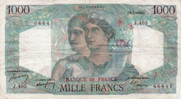 FRANCE 1000  FRANCS 1948   VG+   P-130b2   SERIE 66641 J - 1 000 F 1945-1950 ''Minerve Et Hercule''