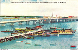 Florida St Augustine Municipal Dock Bridge Of Lions And Atlantic Ocean - St Augustine