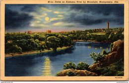 Alabama Montgomery Scene On Alabama River By Moonlight 1945 Curteich - Montgomery