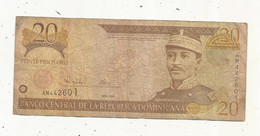 Billet, REPUBLIQUE DOMINICAINE, Banco Central, Republica DOMINICANA, Viente, 20 Pesos Oro, 2000, Frais Fr 1.75 E - Dominicana