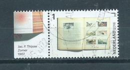 2016 Netherlands Jaar Van Het Boek,Jac.P Thijsse+tab Used/gebruikt/oblitere - Used Stamps