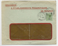 MONACO 50C  SEUL LETTRE A FENETRE ENTETE BRASSERIE ETS FRIGORIFIQUES MONACO 20.4.29 - Storia Postale