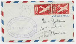 OCEANIE PA 1FR50 FRANCE LIBRE PAIRE LETTRE COVER AVION TRAPAS PAPEETE 1947 POUR NOUMEA - Cartas & Documentos