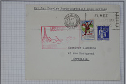 BC8 FRANCE  BELLE LETTRE  RR 1939 1ERE SERVICE  PARIS MARSEILLE SANS SURTAXE++VIGNETTE++    ++AFFRANC. PLAISANT - 1927-1959 Covers & Documents