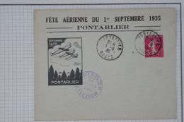 BC8 FRANCE  BELLE CARTE RR 1935  MEETING FETE AERIENNE AVIATION PONTARLIER+AFFRANCH. PLAISANT   ++ - 1927-1959 Briefe & Dokumente