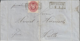Allemagne Prusse Cachet Rectangulaire Delitzsch Sur Lettre 1864 - Lettere