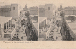 Vue Stéréoscopique -Tunisie - La Rue Sadi Carnot à Monastir - Cartes Stéréoscopiques