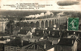 N°95983 -cpa Vue De Nogent Sur Marne - Viaduc Avec Train Et Le Dirigeable "Clément Bayard " - Ouvrages D'Art