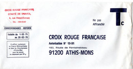 ESSONNE - Dépt N° 91 = ATHIS MONS 1978 = ENVELOPPE REPONSE T ' CROIX ROUGE ' - Cards/T Return Covers