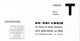 ESSONNE - Dépt N° 91 = SAINT MICHEL Sur ORGE 1974 = CORRESPONDANCE REPONSE T  ' AU GAI LOGIS ' - Cartas/Sobre De Respuesta T