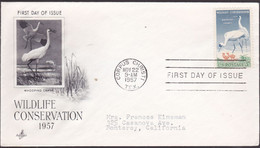 Amerika 1957, FDC Send To California, Birds - 1951-1960