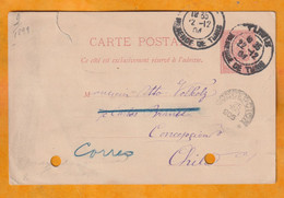 1904 - Entier Carte Postale 10 C Régence De Tunis Vers CONCEPCION, CHILI - Destination Rare - Cad Arrivée - Covers & Documents