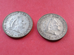 Lot De 2 X 1 Gulden 1955 + 1957 En Argent / Silver - Monnaies D'or Et D'argent