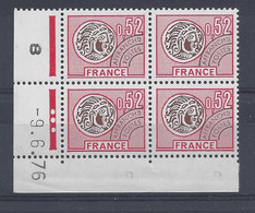 PREOBLITERE N° 139 - Bloc De 4 COIN DATE - NEUF SANS CHARNIERE - 9/6/76 - Prematasellados