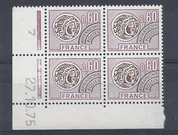 PREOBLITERE N° 140 - Bloc De 4 COIN DATE - NEUF SANS CHARNIERE - 27/10/75 - Precancels