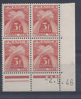 TAXE N° 83 - Bloc De 4 COIN DATE - NEUF SANS CHARNIERE - 2/9/46 - Portomarken