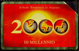 SCHEDA TELEFONICA IN ARGENTO ANNO 2000 IL MILLENIO CON CERTIFICATO - ANGOLO ASPORTATO - Special Uses