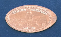 Italy, Jeton Made Of 2 C. Coin, Sforza Castle, Milan. - Souvenirmunten (elongated Coins)