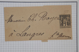 BC9 FRANCE BANDE DE JOURNAL ENTIER SAGE 1C    1892  A LANGRES  ++AFFRANCH. INTERESSANT+ - Wikkels Voor Tijdschriften