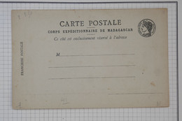 BC9 CORPS EXPEDITIONAIRE MADAGASCAR  COLONIE CARTE POSTALE DOUBLE    1900 NON VOYAGéE++PAS COURANT+NEUVE - Briefe U. Dokumente